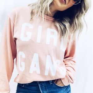 jean + june girl gang sweartshirt (light apricot)